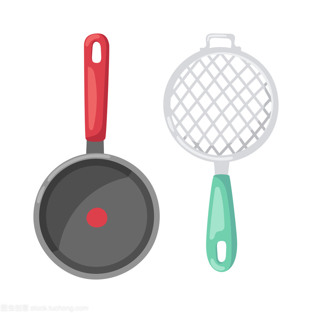 Cartoon pan cooking pot vector illustration.